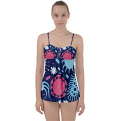 Seamless-pattern-microbes-virus-vector-illustration Babydoll Tankini Set by Simbadda