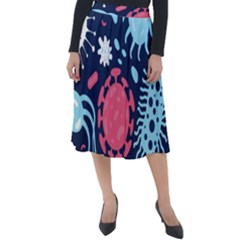 Seamless-pattern-microbes-virus-vector-illustration Classic Velour Midi Skirt  by Simbadda