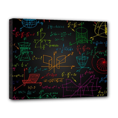 Mathematical-colorful-formulas-drawn-by-hand-black-chalkboard Canvas 14  X 11  (stretched) by Simbadda