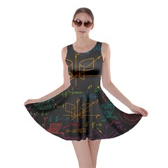 Mathematical-colorful-formulas-drawn-by-hand-black-chalkboard Skater Dress by Simbadda