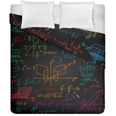 Mathematical-colorful-formulas-drawn-by-hand-black-chalkboard Duvet Cover Double Side (california King Size) by Simbadda