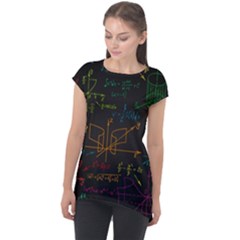 Mathematical-colorful-formulas-drawn-by-hand-black-chalkboard Cap Sleeve High Low Top by Simbadda