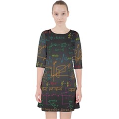 Mathematical-colorful-formulas-drawn-by-hand-black-chalkboard Quarter Sleeve Pocket Dress by Simbadda