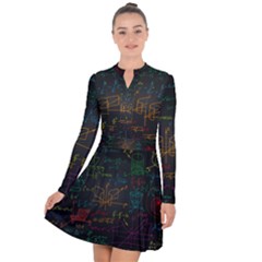 Mathematical-colorful-formulas-drawn-by-hand-black-chalkboard Long Sleeve Panel Dress by Simbadda