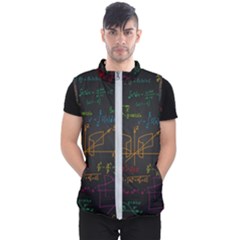 Mathematical-colorful-formulas-drawn-by-hand-black-chalkboard Men s Puffer Vest by Simbadda