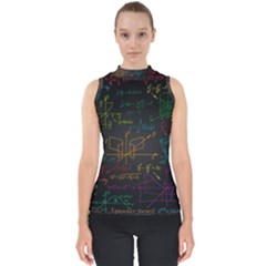 Mathematical-colorful-formulas-drawn-by-hand-black-chalkboard Mock Neck Shell Top by Simbadda