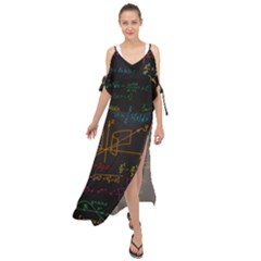 Mathematical-colorful-formulas-drawn-by-hand-black-chalkboard Maxi Chiffon Cover Up Dress by Simbadda