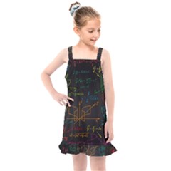 Mathematical-colorful-formulas-drawn-by-hand-black-chalkboard Kids  Overall Dress by Simbadda