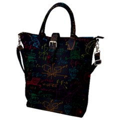 Mathematical-colorful-formulas-drawn-by-hand-black-chalkboard Buckle Top Tote Bag by Simbadda