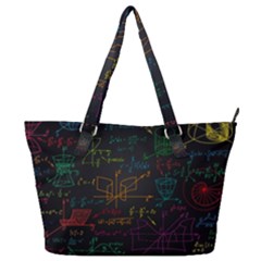 Mathematical-colorful-formulas-drawn-by-hand-black-chalkboard Full Print Shoulder Bag by Simbadda