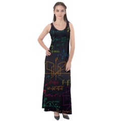 Mathematical-colorful-formulas-drawn-by-hand-black-chalkboard Sleeveless Velour Maxi Dress by Simbadda