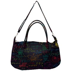 Mathematical-colorful-formulas-drawn-by-hand-black-chalkboard Removable Strap Handbag by Simbadda