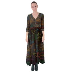 Mathematical-colorful-formulas-drawn-by-hand-black-chalkboard Button Up Maxi Dress by Simbadda