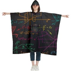 Mathematical-colorful-formulas-drawn-by-hand-black-chalkboard Women s Hooded Rain Ponchos by Simbadda