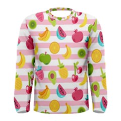 Tropical-fruits-berries-seamless-pattern Men s Long Sleeve Tee by Simbadda