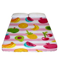 Tropical-fruits-berries-seamless-pattern Fitted Sheet (king Size) by Simbadda