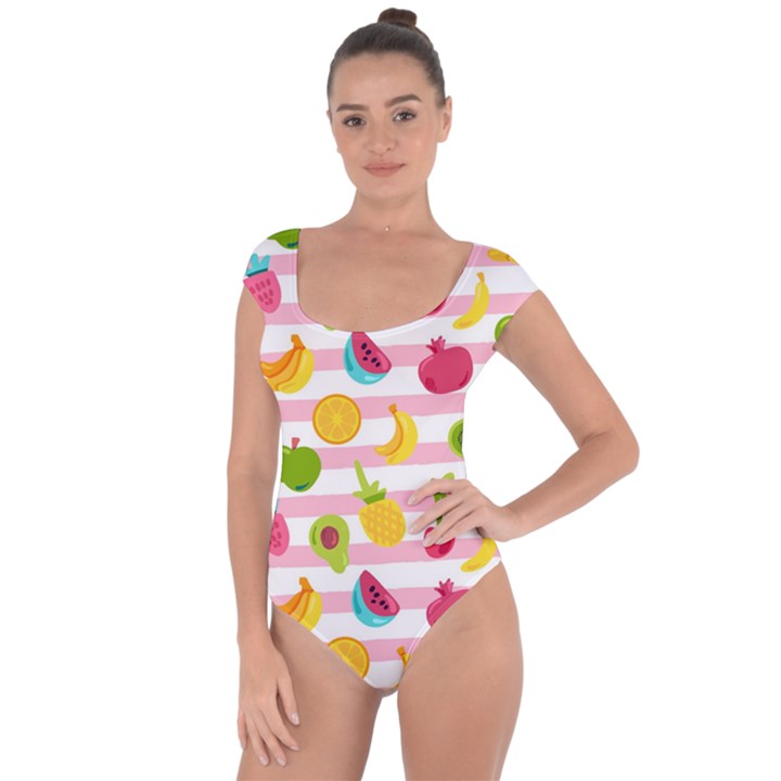 Tropical-fruits-berries-seamless-pattern Short Sleeve Leotard 