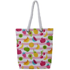 Tropical-fruits-berries-seamless-pattern Full Print Rope Handle Tote (small) by Simbadda