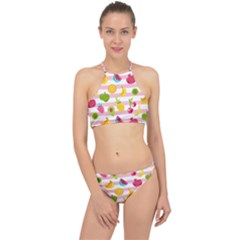 Tropical-fruits-berries-seamless-pattern Halter Bikini Set by Simbadda