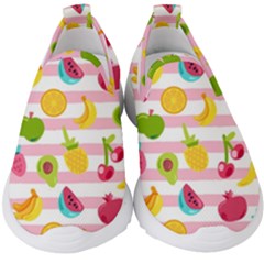 Tropical-fruits-berries-seamless-pattern Kids  Slip On Sneakers by Simbadda