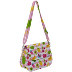 Tropical-fruits-berries-seamless-pattern Saddle Handbag by Simbadda