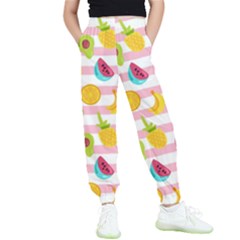 Tropical-fruits-berries-seamless-pattern Kids  Joggers by Simbadda