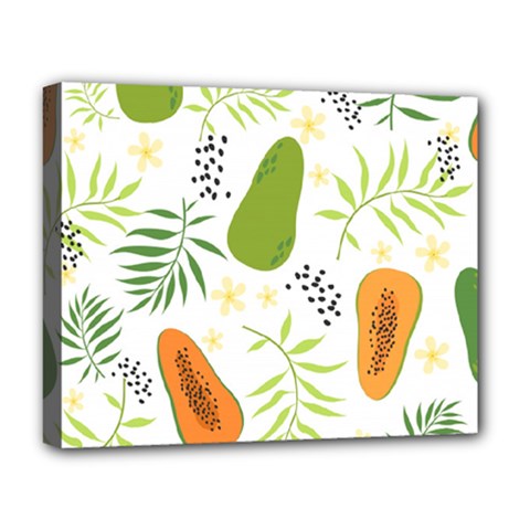 Seamless-tropical-pattern-with-papaya Deluxe Canvas 20  X 16  (stretched) by Simbadda