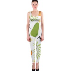 Seamless-tropical-pattern-with-papaya One Piece Catsuit by Simbadda