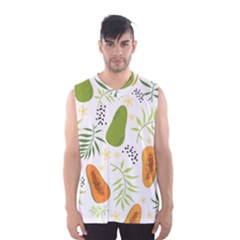 Seamless-tropical-pattern-with-papaya Men s Basketball Tank Top by Simbadda