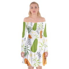 Seamless-tropical-pattern-with-papaya Off Shoulder Skater Dress