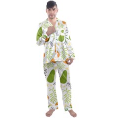 Seamless-tropical-pattern-with-papaya Men s Long Sleeve Satin Pajamas Set