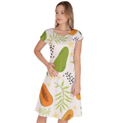 Seamless-tropical-pattern-with-papaya Classic Short Sleeve Dress