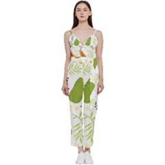 Seamless-tropical-pattern-with-papaya V-neck Camisole Jumpsuit by Simbadda