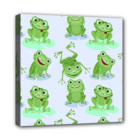 Cute-green-frogs-seamless-pattern Mini Canvas 8  X 8  (stretched) by Simbadda