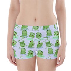 Cute-green-frogs-seamless-pattern Boyleg Bikini Wrap Bottoms by Simbadda