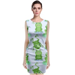 Cute-green-frogs-seamless-pattern Classic Sleeveless Midi Dress by Simbadda