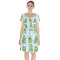 Cute-green-frogs-seamless-pattern Short Sleeve Bardot Dress View1