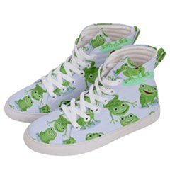 Cute-green-frogs-seamless-pattern Men s Hi-top Skate Sneakers by Simbadda