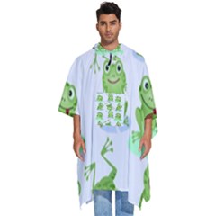 Cute-green-frogs-seamless-pattern Men s Hooded Rain Ponchos by Simbadda