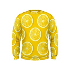 Lemon-fruits-slice-seamless-pattern Kids  Sweatshirt by Simbadda