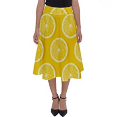 Lemon-fruits-slice-seamless-pattern Perfect Length Midi Skirt by Simbadda