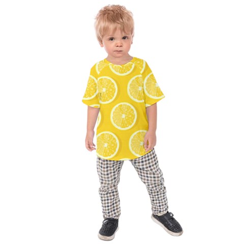 Lemon-fruits-slice-seamless-pattern Kids  Raglan Tee by Simbadda