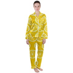 Lemon-fruits-slice-seamless-pattern Women s Long Sleeve Satin Pajamas Set	