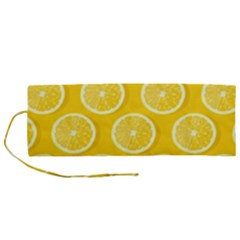 Lemon-fruits-slice-seamless-pattern Roll Up Canvas Pencil Holder (m) by Simbadda