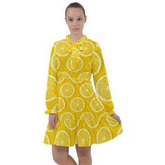 Lemon-fruits-slice-seamless-pattern All Frills Chiffon Dress by Simbadda