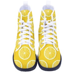 Lemon-fruits-slice-seamless-pattern Men s High-top Canvas Sneakers by Simbadda