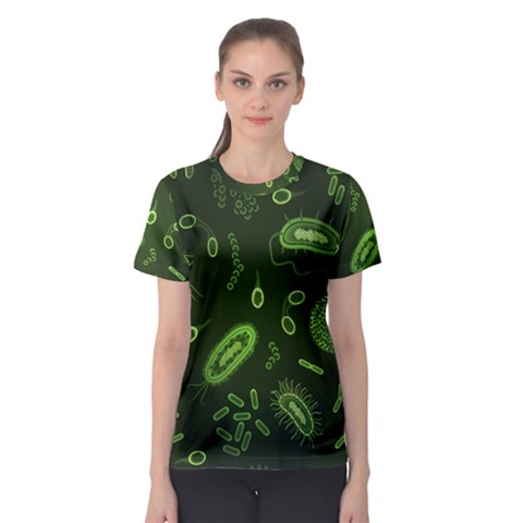 Bacteria-virus-seamless-pattern-inversion Women s Sport Mesh Tee by Simbadda