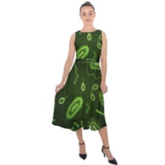 Bacteria-virus-seamless-pattern-inversion Midi Tie-back Chiffon Dress by Simbadda