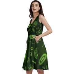 Bacteria-virus-seamless-pattern-inversion Sleeveless V-neck Skater Dress With Pockets by Simbadda