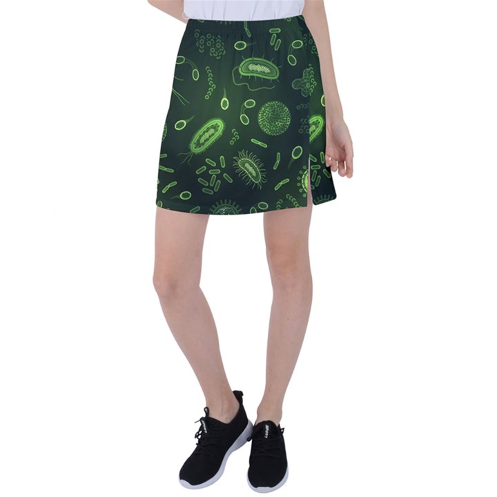 Bacteria-virus-seamless-pattern-inversion Tennis Skirt